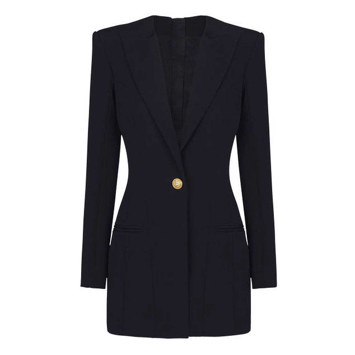 Business Blazer Dress With Ornate Gold Buttons